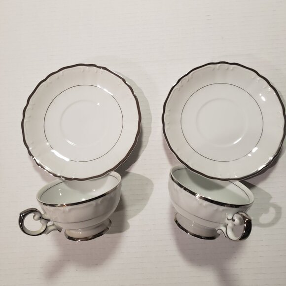 Harmony House Fine Chine Cup and Saucer Silver Sonata (lot of 2) - Picture 2 of 5